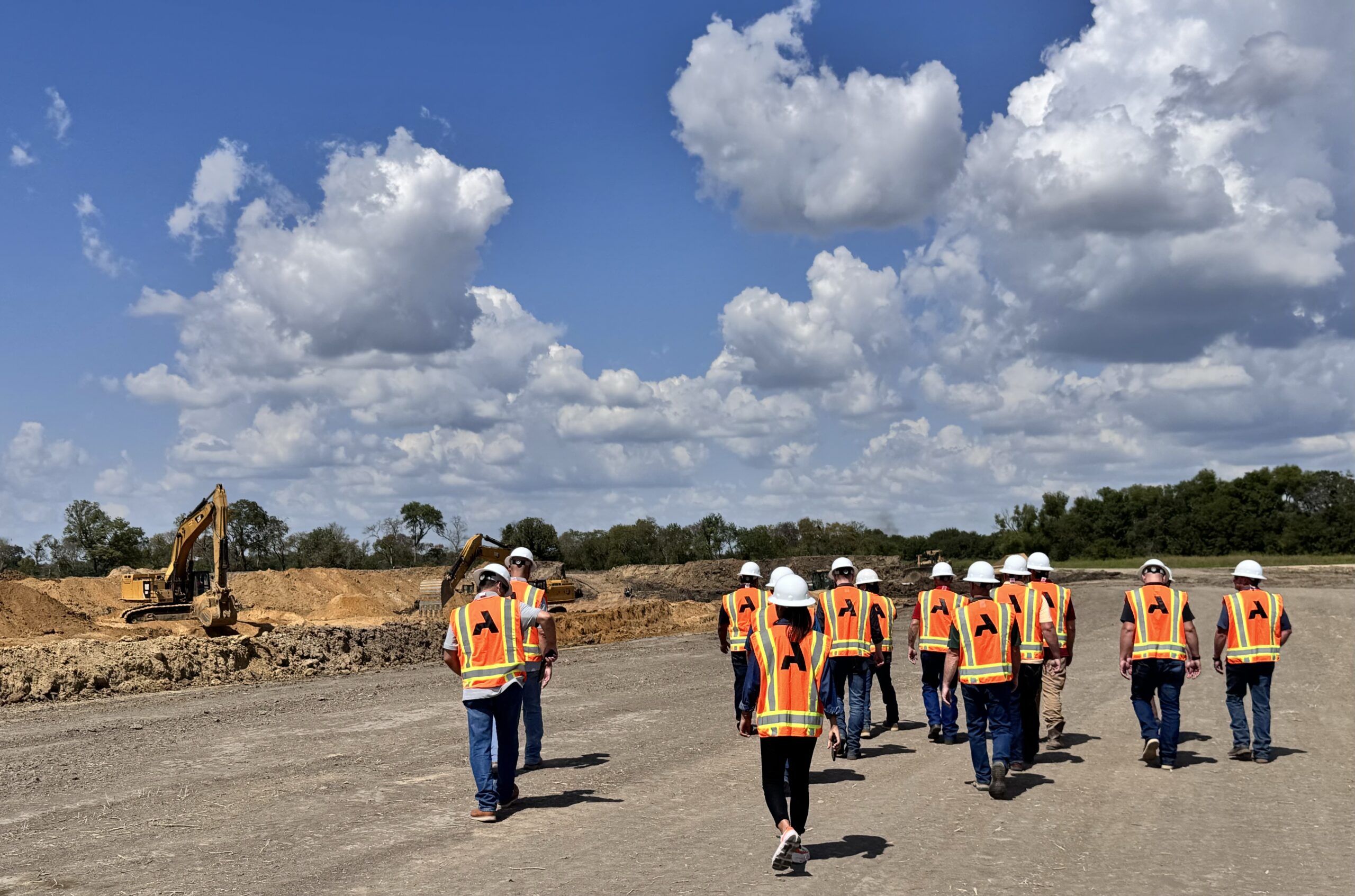 Employees walking at the site